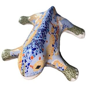 GAUDI Barcelona Park Guell Mosaic Ceramic Lizard Gecko Reptile Figurine Colorful
